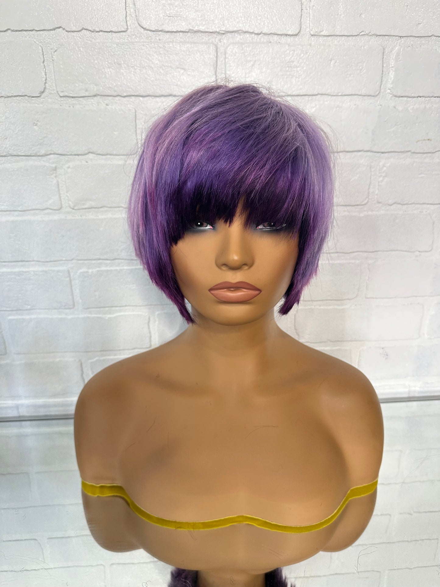 Purple Pixie Bob wig unit